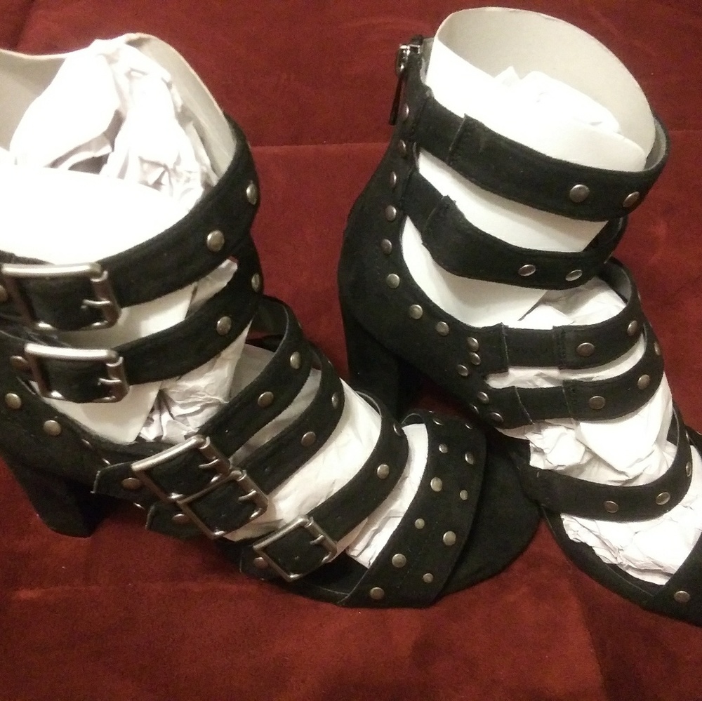 Strappy Studded Gladiator Heels (Width Width) - Picture 3 of 8
